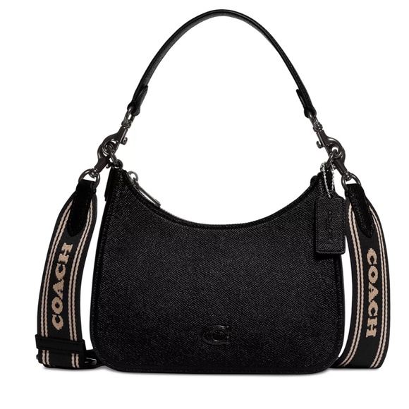 COACH Hobo Small Crossgrain Leather Crossbody BLACK